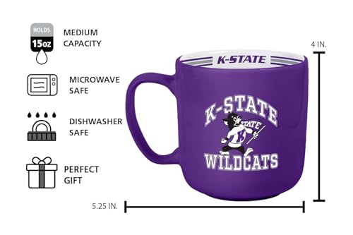 Image of Logo Brands NCAA Kansas State Wildcats 15 oz Stripe Coffee Mug - Vintage Team Logo, Inside Print & Stripes, Microwave & Dishwasher Safe- Great Gift For Fans & Alumni