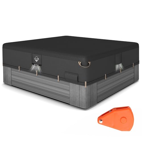 600D Tearing Strength Hot Tub Cover Protector 85 x 85 inch fits 84 x 84, 83 x 83, 82 x 82 inch or 81 x 81 Square SPA, Hot Tub Covers Replacement-Black