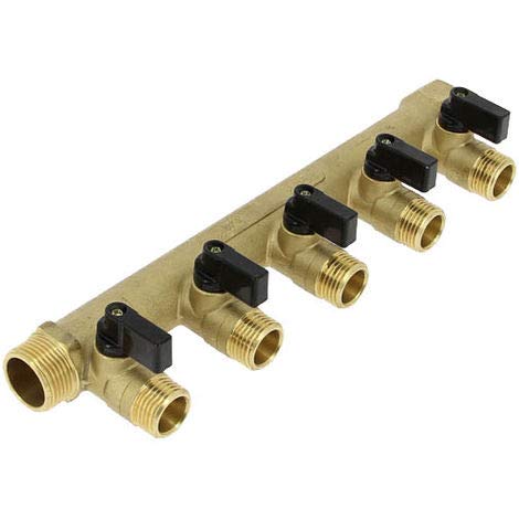 Collecteur entraxe 50mm Mâle Femelle 3/4-5 départs mini-vannes moulées Mâle 1/2