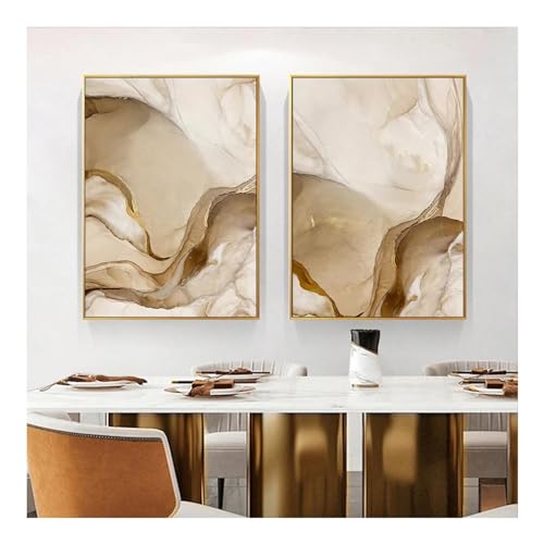 Affiches en marbre beige et doré JGGXHM art mural moderne en toile 35x55 cm pour salon