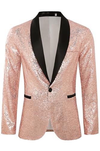 Coucoland Champagne Sequin Jacket-Sparkly Blazer 72s Outfits for Men Disco Costume