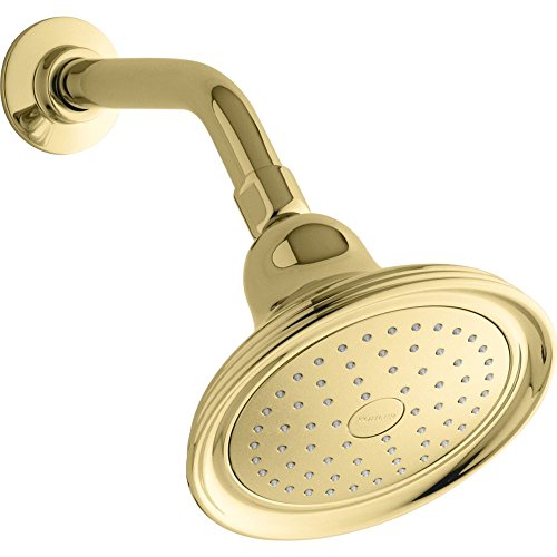 KOHLER 10391-AK-PB Devonshire Single-Function Showerhead, Single Spray Setting, 5-15/16