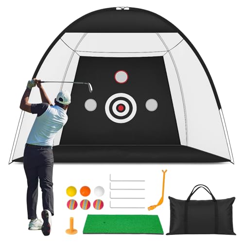 CROWNSHOP 1PC Golf Practice Net with Mat Balls Indoor Outdoor Training