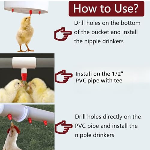 GLOGLOW 100Pcs Chicken Feeder Nipples, Automatic Chicken Drinking Feeder by GLOGLOW - Image 4