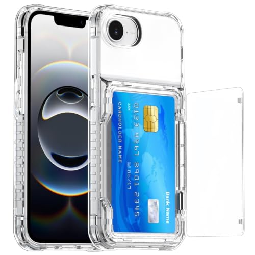 Coque silicone rigide iPhone 15 transparente antichoc avec béquille et range-carte