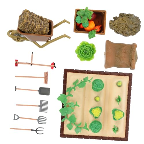 Lurrose 1 セット ミニファーム ミニ野菜フィギュア ミニ野菜モデル 地形モデルキット ミニチュアの葉 動物農場 屋外の装飾 ミニチュア休暇 農具 ミニ風景野菜畑モデル プラスチック