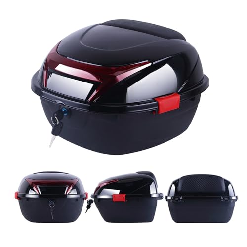 JEDAL Baúl para Motocicleta Caja para Equipaje de Casco Maleta Moto con Respaldo y Montaje Accesorios Baúl de Moto Impermeable 35L (Color : Negro)