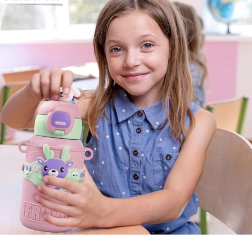 Image of KATTY MAO MY FIRST BESTFRIEND KIDS WATER BOTTLE -WATER BOTTLE FOR SCHOOL - SIPPER WATER BOTTLE FOR BOYS AND GIRLS,SPILL PROOF, PERFECT FOR SCHOOL AND PLAY, DURABLE (PINK)