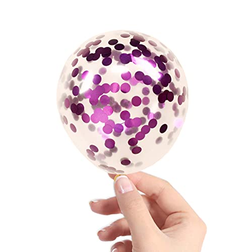 Image of Purple Confetti Balloons, 40 Pcs 5 Inch Clear Balloons with Confetti Inside for Birthday Party Graduation Engagement Cake Topper Decor Bridal Shower Baby Shower Decoration Supplies
