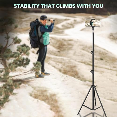Image of Kratos Premium 84 Inch (7 feet) Tripod Stand, Adjustable and Portable Design with Mobile Clip Holder Perfect for Ring Light, Photography, Videography & Live Streaming, Compatible with All Mobiles