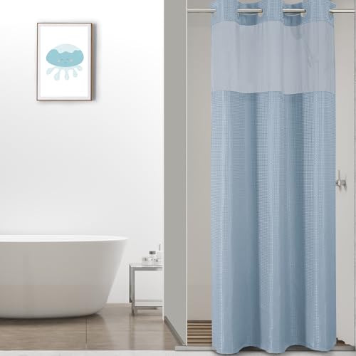 Colorful Star Petit rideau de douche à tissage gaufré de 256 g/m², résistant avec doublure en tissu à clipser, style hôtelier, imperméable, sans...