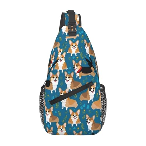 Mochila bandolera con estampado de corgi para senderismo miniatura 1