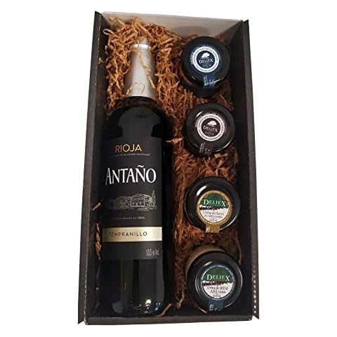 Cesta Gourmet Deliex con Vino Rioja Antaño y 4 Tarros de Paté y Crema de Queso Cover
