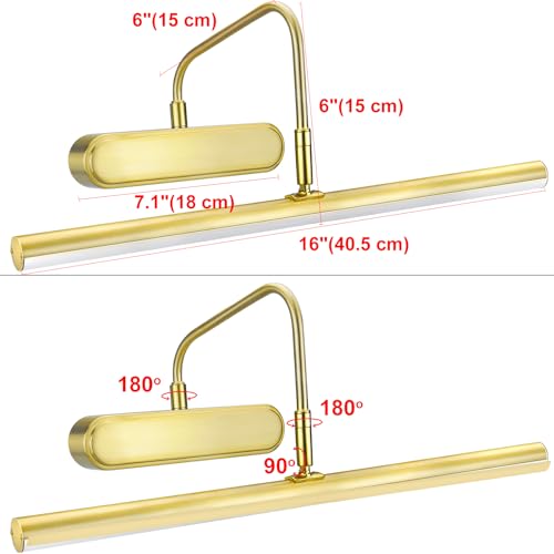 Image of RAIFOOLLY Picture Light,Wireless Art Lights for Paintings,15.9 inch Battery Operated Wall Lights,Remote Accent Lighting with Timer and Dimmable for Frame,Portrait,Dartboard-Brass