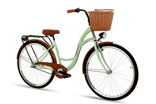 Goetze Classic Vintage Citybike Hollandrad Damenfahrrad Stahl Gestell Tiefeinsteiger 26 Zoll Alu Räder mit Rücktrittbremsen 3 Gang Shimano Nexus Nabenschaltung Weiden Korb Inklusiv! – Bild 3