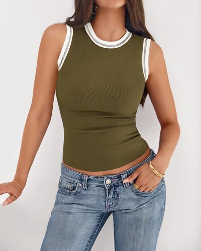 Image of BTFBM High Neck Tank Top for Women Sleeveless Ribbed Y2k Clothes Basic Shirts Going Out Outfits Spring Summer Tops 2026