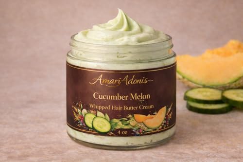 AmariAdonis Cucumber Melon Whipped Hair Butter Cream, Moisturizing Treatment for All Hair Types, 4 oz