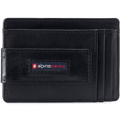Image of alpine swiss Harper Mens RFID Slim Money Clip Front Pocket Wallet Minimalist Leather ID Card Holder