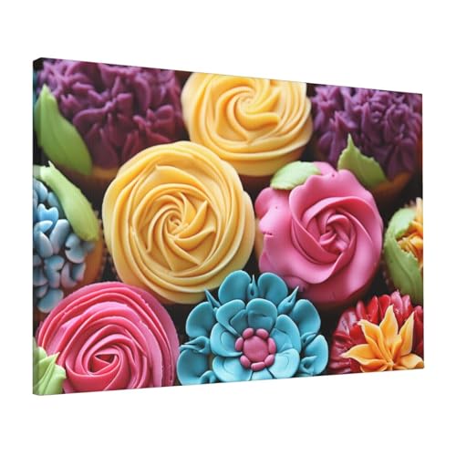 Toile cupcakes arc-en-ciel decoration murale de salon moderne et colore