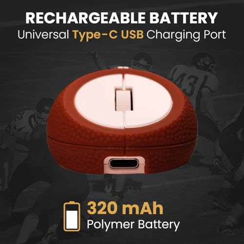 Image of Sports 123 Addition Bluetooth Mouse with 2.4 GHz & BT 5.3 Dual Wireless, 6 Buttons, C-Type Charging, RGB Lights, Connect 3 Devices, Ergonomic Design for Laptop, Smartphone, Tablet (Modern Rugby)