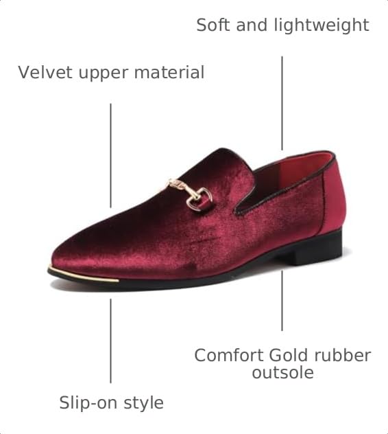 Image of FLQL Men's Luxury Penny Loafer Slip-On Velvet Shoes Party Dancing Shoes Suede Wedding Shoes Plus Size 7-13