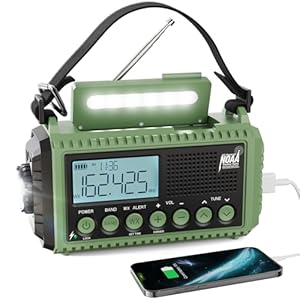 Raynic Emergency Radio, 12000mAh/44400mWh Battery Operated Weather Radio, Solar Hand Crank Radio with AM/FM/SW/NOAA Alert, Cell Phone Charger, Type-C Charging, Flashlight and SOS Siren