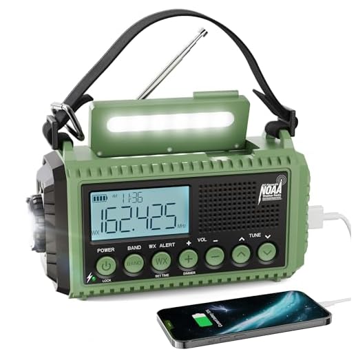 Raynic Emergency Radio, 12000mAh/44400mWh Battery Operated Weather Radio, Solar Hand Crank Radio with AM/FM/SW/NOAA Alert, Cell Phone Charger, Type-C Charging, Flashlight and SOS Siren