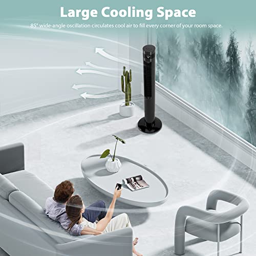 Image of Antarctic Star Tower Fan Portable Floor Fans 85Oscillating Fan 43'' Quiet Cooling 12H Timer Remote Control Standing Bladeless Electric 3 Speeds Wind 3 Modes Bedroom Office(43 inch, Black)