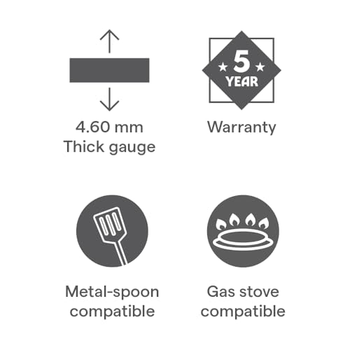 Image of Borosil 25 cm Hard Anodized Concave Tawa | Aluminium Grade 3003 | Glossy Exterior & Matt Interior | Even Heat Distribution | Easy to Clean | 5 Years Warranty