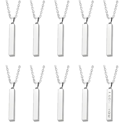 10PCS Engravable Blanks Pendants Stainless Steel Necklace Engraving Blanks
