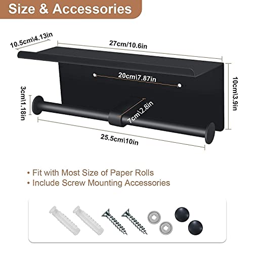 Toilet Paper Holder, Stainless Steel Toilet Ppaper Storage With Phone Shelf & 2 Pack Wall Mounted Coat Rack 5 Tri Hooks For Hanging Coats Hats Towels Keys #TOP3