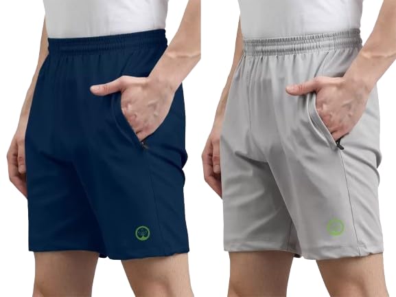 Shine N Show Men's Cotton Blend Stylish, Solid Regular Fit Shorts (Dark Blue/Light Grey)(Pack of 2)-picture-48