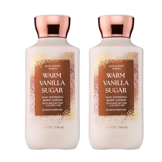 Bath & Body Works Warm Vanilla Sugar Body Lotion, Lightweight Daily Moisturizer with Shea Butter & Coconut Oil, Sparkling Sugar and Sweet Vanilla Scent, 8 fl oz - 2 Pack