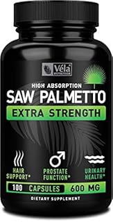 Vela Saw Palmetto Extra Strength High Absorption Supplement Capsules - Supports Urination & Reduce Full Bladder Feeling - No Bad Smell - 1 Capsule x Day - 600 mg