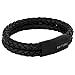 Produktbild Akitsune Simplicitas Lederarmband | Magnetisch Premium Armschmuck Frauen Herren Geflochten Männer Handgefertigt Armband - Mattschwarz 20cm