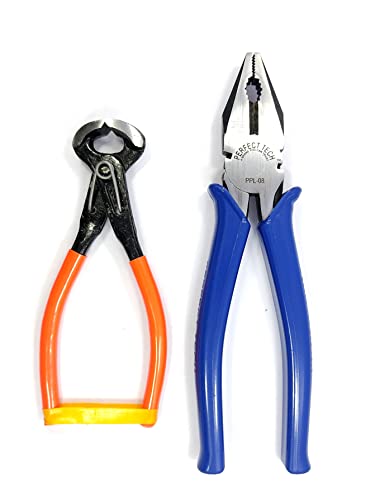Image of PERFECT TECH Combo Set of 2 Combination Cutting Plier 8 Inch | 6 Inch Top Cutter Plier | Heavy Duty | Tools Kit Set | Electrical Work | Steel Pliers original