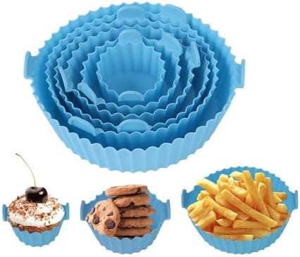 Kit Formas de Silicone | 6 Tamanhos Diferentes | Antiaderrente | Reutilizável | Para Forno e Airfryer | Silicone de Alta Qualidade | Cor Azul | Marca Midas®