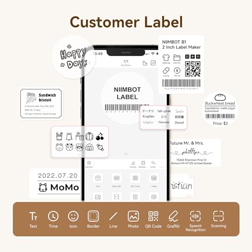 Image of NIIMBOT Labels for B1 /B21 /B31 Label Maker, 40 x 70 mm (1.57'' x 2.76'') 110 Tapes /Roll, Thermal Label Tape, Waterproof, Oil-Proof for Home Office Small Business Labeling Tape Replacement(White)