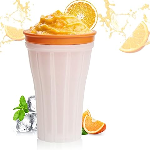 YEJIKJ Slush Ice Cream Cup, Squeeze Cup, Slushy Maker Cup, Magic Quick Frozen Cup, Ice Shake Cup, Slush Smoothie Cup, Homemade Smoothie Cups for Children and Family (Orange) Cover