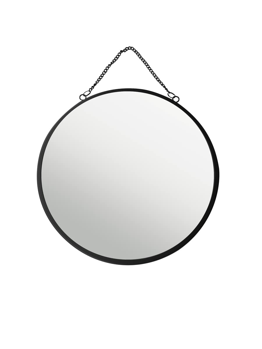 LIN HOME RS22044 Espejo Pequeño de Pared Redondo Marco Color Negro