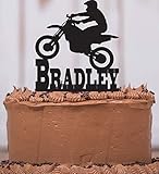 Motocross Cake Topper with Keepsake Base, Personalized, Party Decor, Cake Topper, Motor Cycle,...