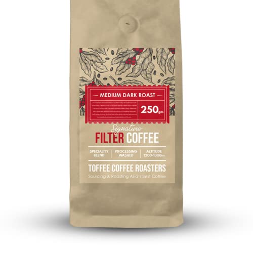 Image of Toffee Coffee Roasters | South Indian Traditional Filter Coffee Bag | Medium Dark Roast Grounded Coffee | Blend Of 70% Arabica And 30% Chicory | Freshly Roasted Coffee- 250 Gms