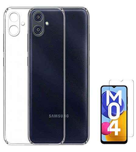 Image of Transparent Soft Silicone TPU Flexible Back Cover Compatible with Samsung Galaxy M04 /A04 and Screen Guard