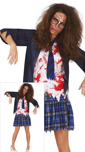 FIESTAS GUIRCA Disfraz de Colegiala Muerta Mujer   Uniforme Escolar Zombi Azul   Disfraces de Halloween para Mujer Talla Adolescente 14 16 Años