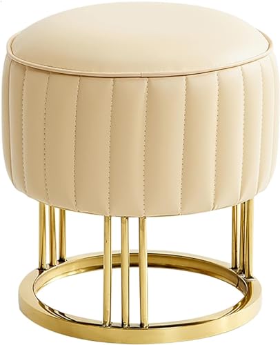 BGKASYHI Reposapiés otomano Moderno de Cuero de Primera Calidad con Patas Doradas, Elegante Taburete otomano para Sala de Estar, Dormitorio o Pasillo, 12 x 12 x 14 Pulgadas, Elegante reposa