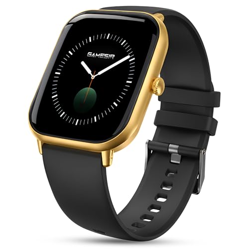 Image of GameSir H9 Smartwatch - Big Display | Bluetooth Calling | Heart Rate & SpO2 Monitor | 100+ Sports Modes | Long Battery | IP68 Waterproof | TFT Display | Design for Men & Women (Gold Dial Black)