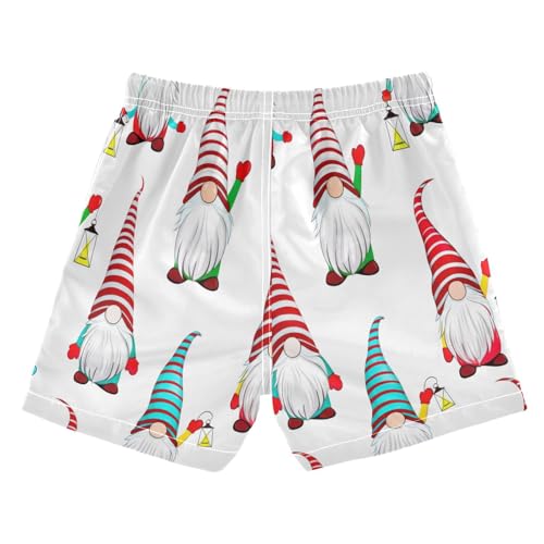 Boys Beach Shorts, Anti-Chafe Swim Trunks Boys 2 T, Cute Christmas Gnomes White2