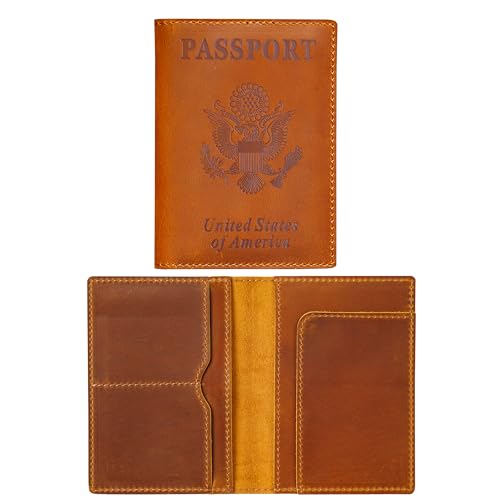 Hifa PH-2-BROWN Leather Passport Holder, Handmade Passport Cover With Card And Ticket Slot - Genuine Leather, Elegant Design, Easy Access - Passport Case, Passport Wallet cover