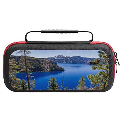 MUTAY Carrying Case for Nintendo Switch Mountain Lake Portable Protective Case for Switch Lite Switch Accessories Bundle Portable Travel Bag with 20 Game Storage Compatible