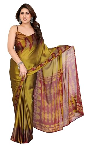 Image of SUPERLAXMI Women's Chiffon Floral Printed Saree with Blouse Piece